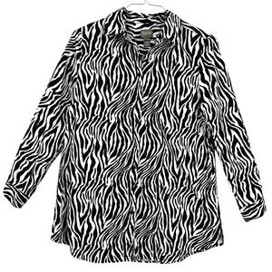 Chico's  Zebra Long Sleeve Blouse Black Off White Animal‎ Print Chicos size 1